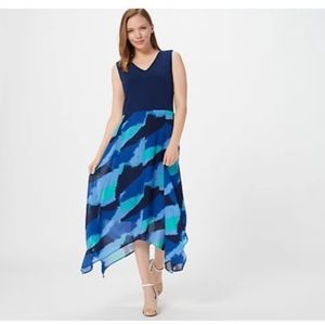 Truth + Style Regular Mix Media Printed Chiffon Midi Dress Size Medium